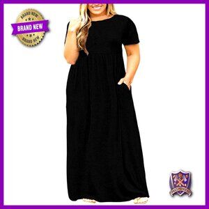 Plus Size Maxi Dress Casual Long Beach Pocket Summer Loose Fit